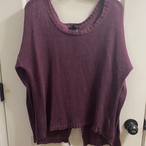 Edge Plum Sweater with Button Back Detail